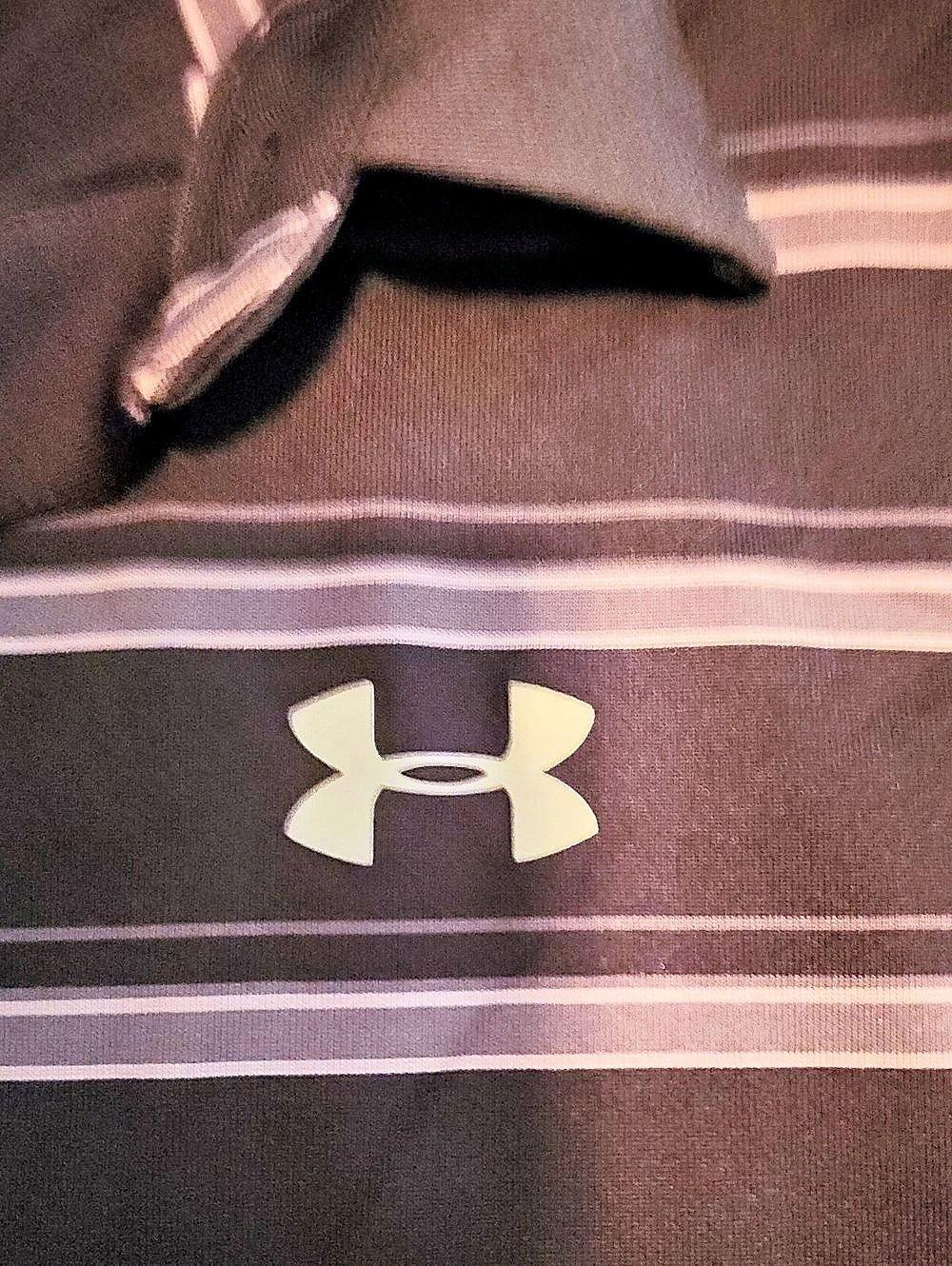 Under Armour HeatGear Striped Polo Shirt Black & Gray XL - Picture 4 of 5